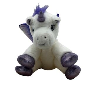 The Bear Factory Purple White Sparkles Unicorn Wings 2001 Soft‎ Plush Animal